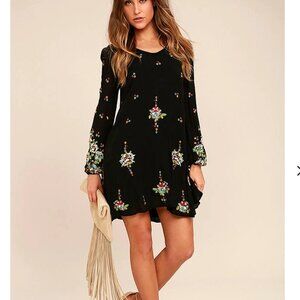 Free People Oxford Embroidered Floral Shift Dress Small